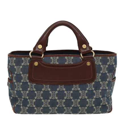 Luxury CELINE Macadam Canvas Hand Bag Blue 81368