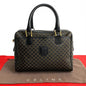 CELINE Handbag Leather, PVC black Macadam Blason Triomphe Pattern Women
