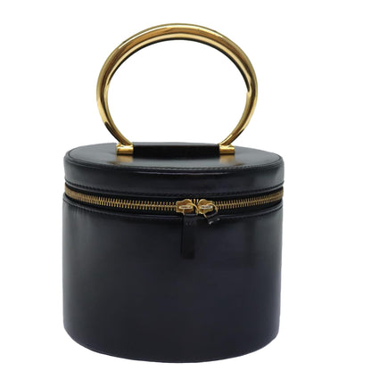 Luxury CELINE Vanity Cosmetic Pouch Leather Black Auth 81452