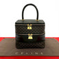 CELINE Handbag Leather, PVC black Macadam Blason Triomphe Pattern Women