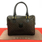 CELINE Handbag Leather, PVC black Macadam Blason Triomphe Pattern Women