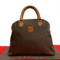 CELINE Handbag Leather, PVC Brown Macadam Blason Triomphe Pattern Women