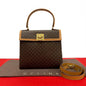 CELINE Shoulder Bag Leather, PVC Brown Macadam Blason Pattern logo ring Metal Women