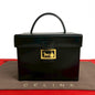 CELINE Handbag leather black logo carriage Metal Women