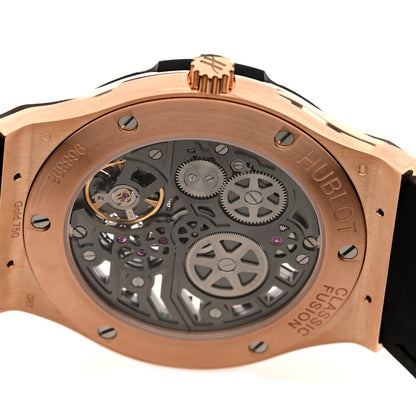 18K Rose Gold Alligator 42mm Classic Fusion Ultra-Thin Manual Winding Watch Grey 545.OX.0180.LR
