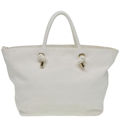 Luxury Burberry Tote Bag Canvas White Auth 81965