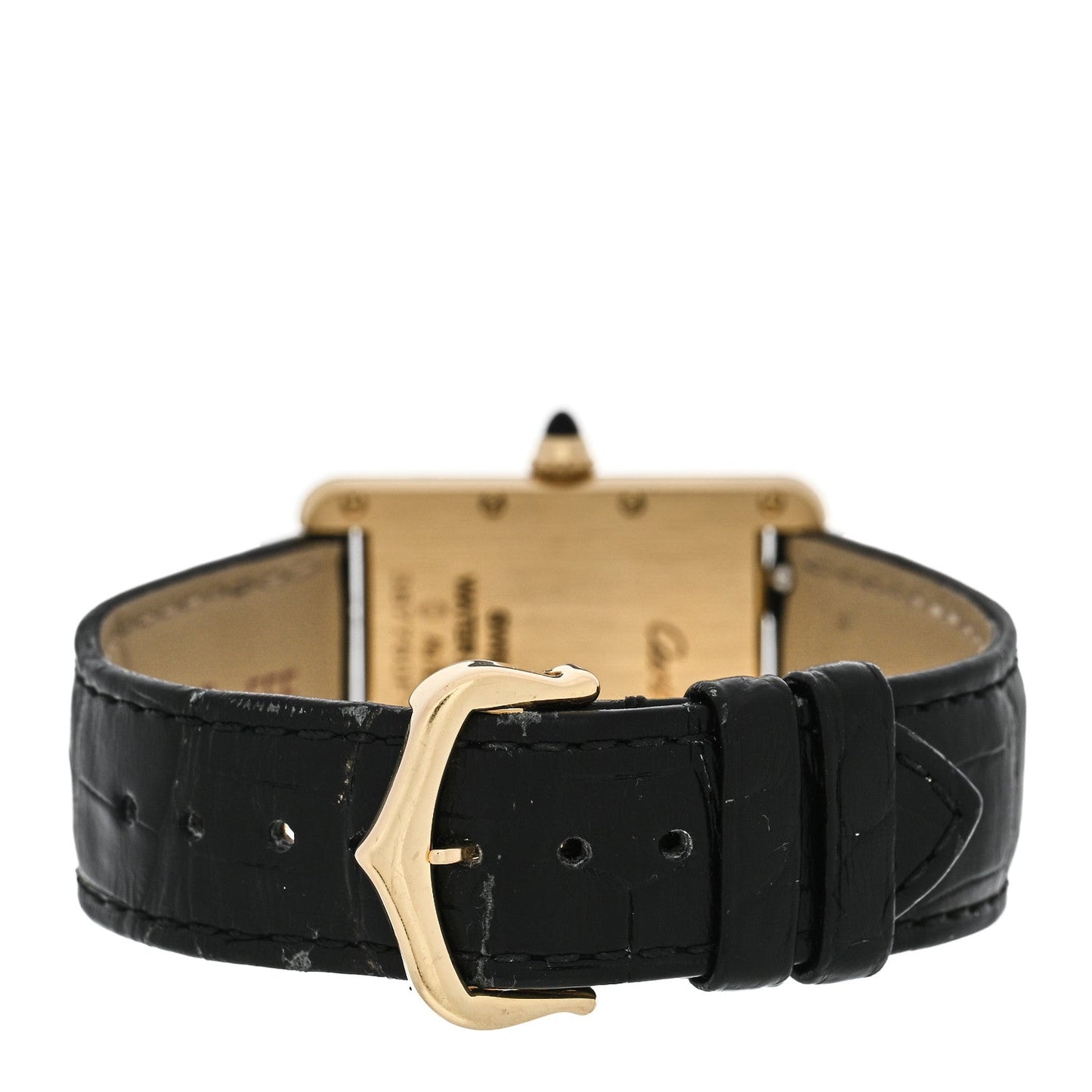 18K Yellow Gold Alligator 26mm Tank Louis Quartz Watch