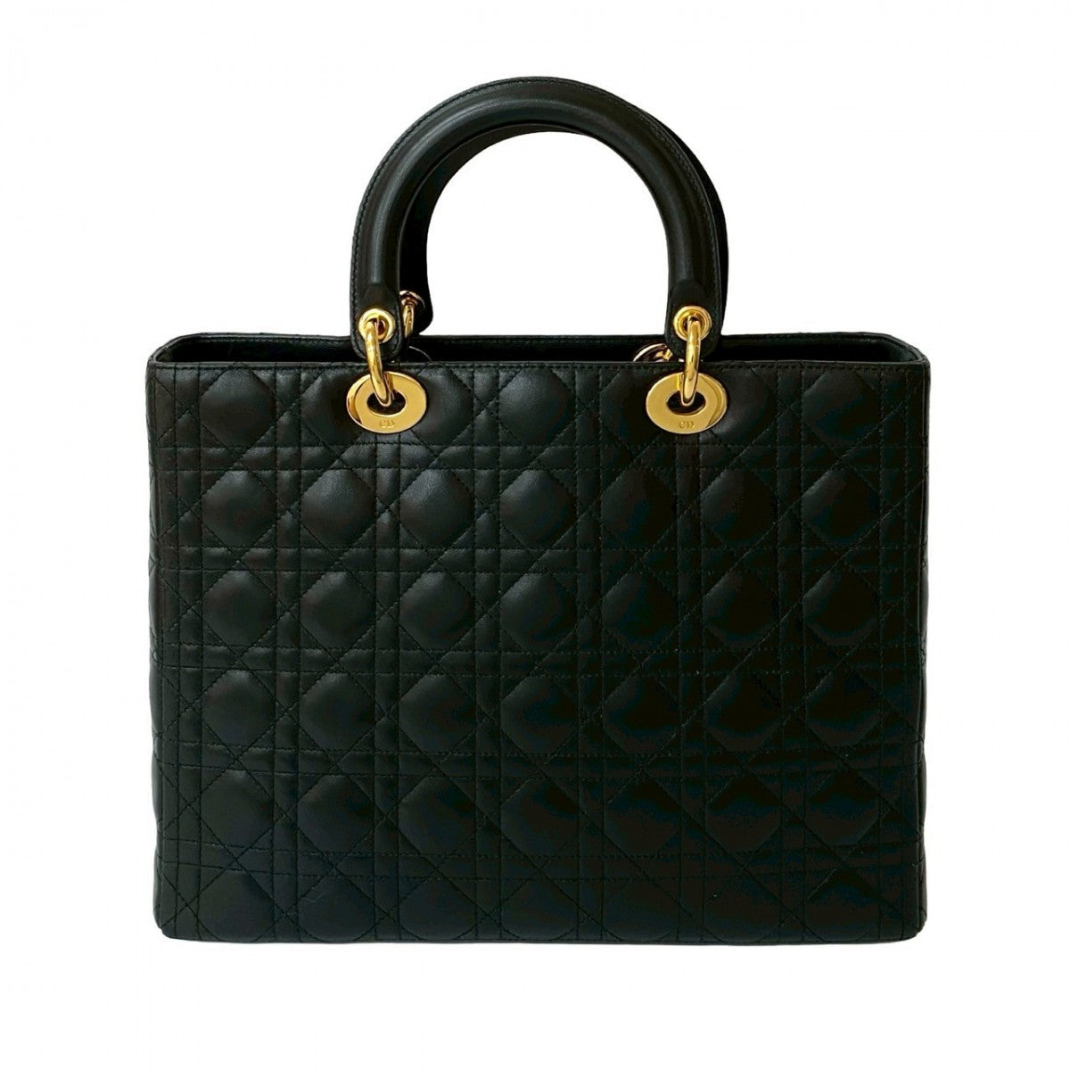 Dior Handbag leather black Cannage stitch Lady Dior Women Rovelle Bags