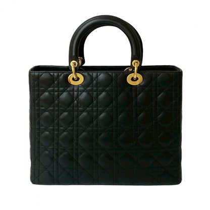 Dior Handbag leather black Cannage stitch Lady Dior Women Rovelle Bags