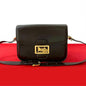 CELINE Shoulder Bag leather Brown logo carriage Metal Women