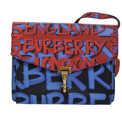 Burberry Graffiti Auth Leather Red Shoulder Bag