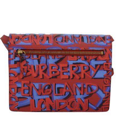 Burberry Graffiti Auth Leather Red Shoulder Bag