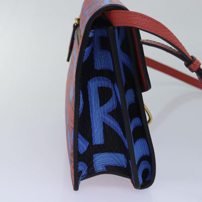 Burberry Graffiti Auth Leather Red Shoulder Bag
