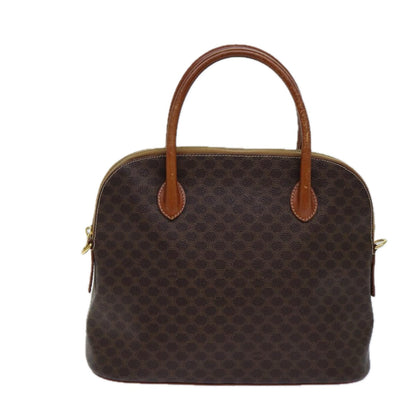 Luxury CELINE Macadam Canvas Hand Bag PVC Leather Brown 82266