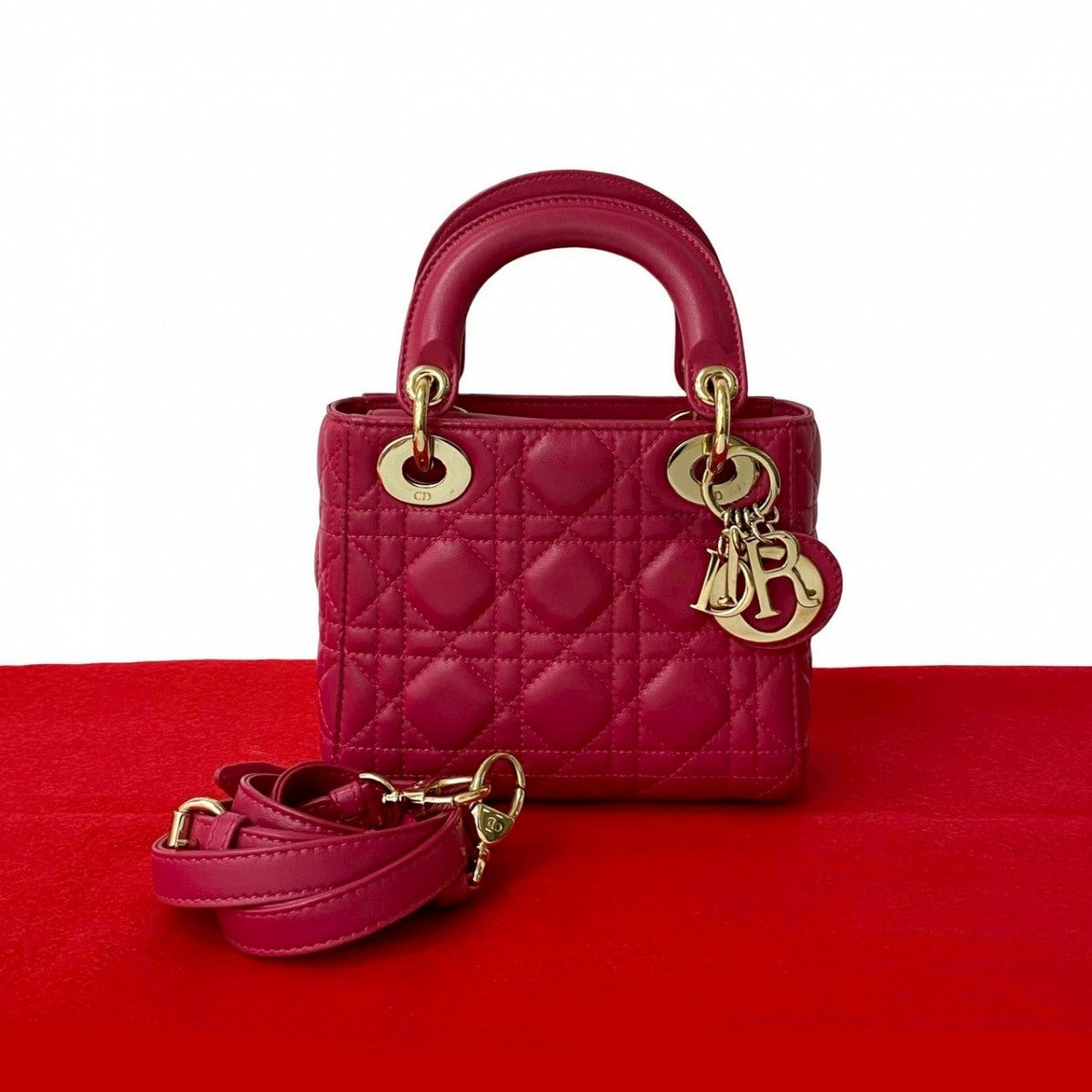 Dior Shoulder Bag leather pink Lady Dior Rovelle Bags