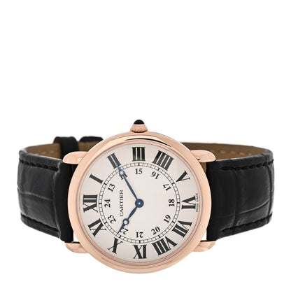 18K Pink Gold Alligator 36mm Ronde Louis Manual Winding Watch Black