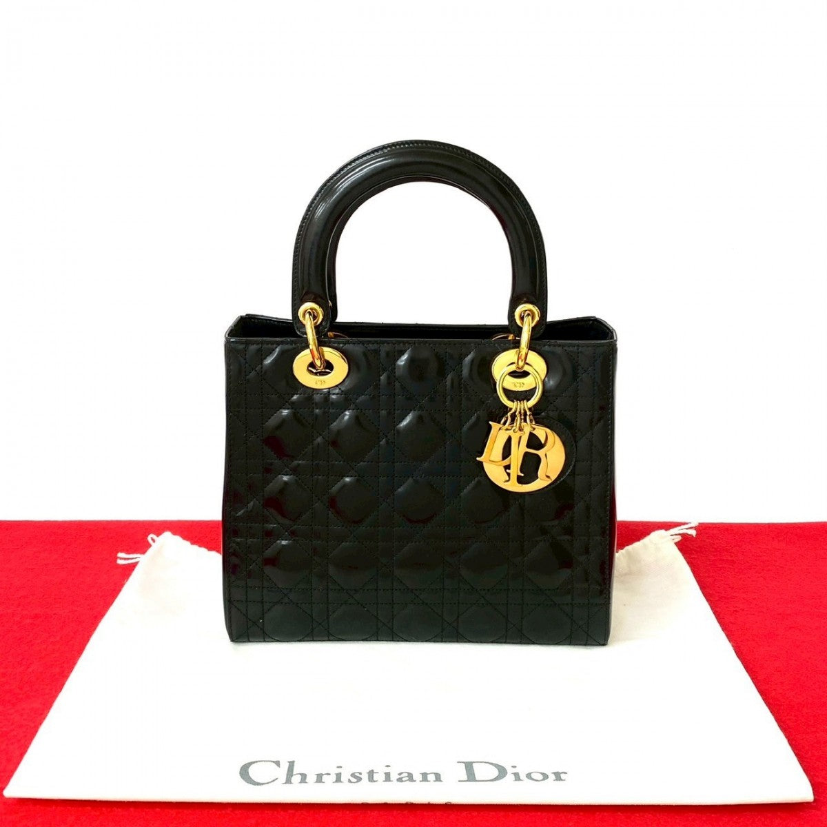 Dior Handbag Patent leather black Lady Dior Rovelle Bags