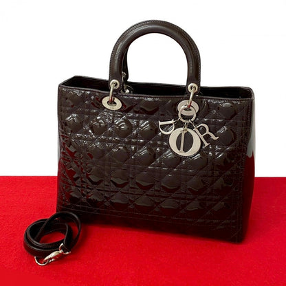 Dior Shoulder Bag Patent leather Brown Lady Dior Rovelle Bags