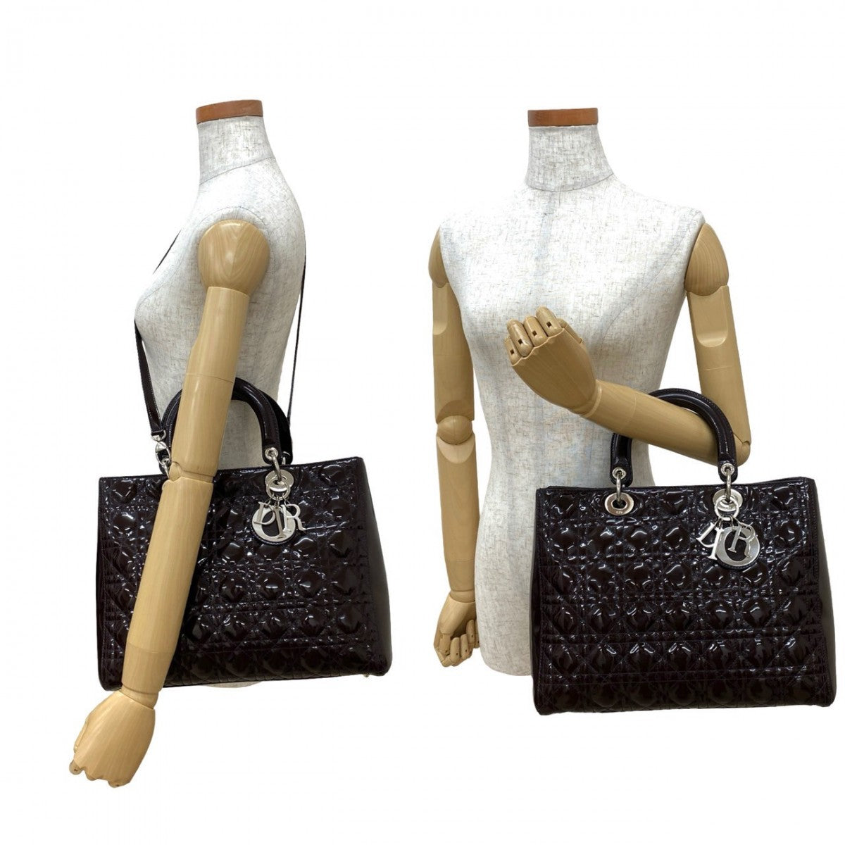 Dior Shoulder Bag Patent leather Brown Lady Dior Rovelle Bags