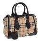 Luxury Burberry Nova Check Hand Bag PVC Leather Beige Auth 83146