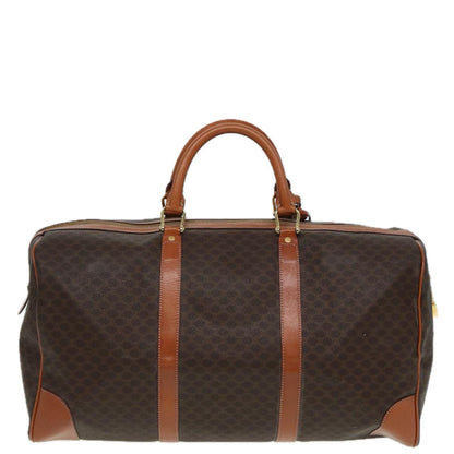 Luxury CELINE Macadam Canvas Boston Bag PVC Leather Brown 83386