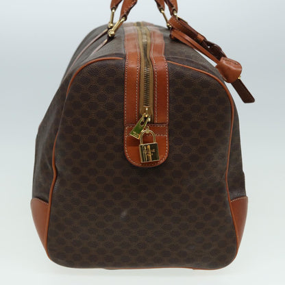 Luxury CELINE Macadam Canvas Boston Bag PVC Leather Brown 83386