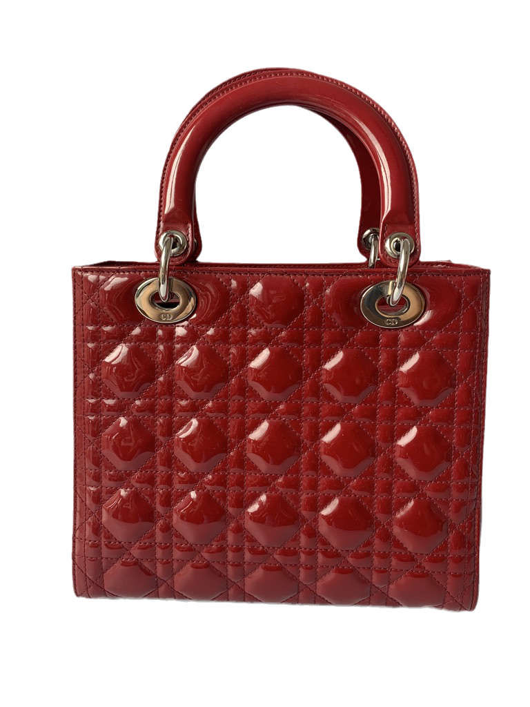 Lady Dior Medium Bag Red Patent Leather Rovelle Bags