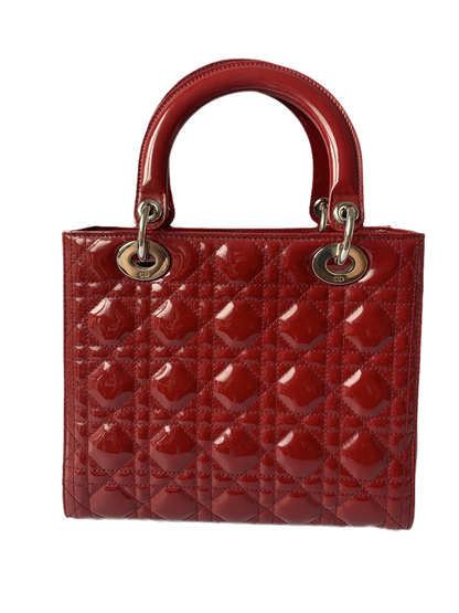 Lady Dior Medium Bag Red Patent Leather Rovelle Bags