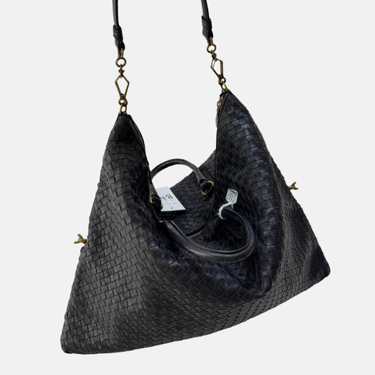 Bottega Veneta Maxi Convertible Tote Bag Hobo Dark Navy Leather Two-way Carry 50cm