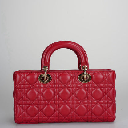 Dior Red Medium Lambskin Cannage Lady D-Joy Bag Rovelle Bags