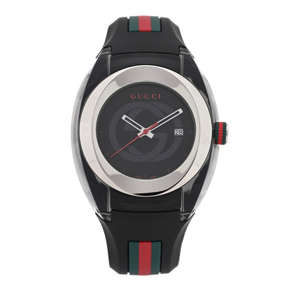 Stainless Steel Rubber 46mm Sync Web Quartz Watch Black