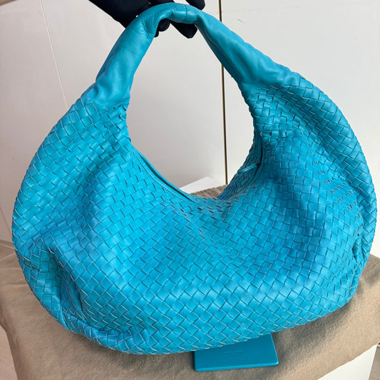 Bottega Veneta Belly Hobo Intrecciato Lambskin Leather Sky Blue Large 50cm