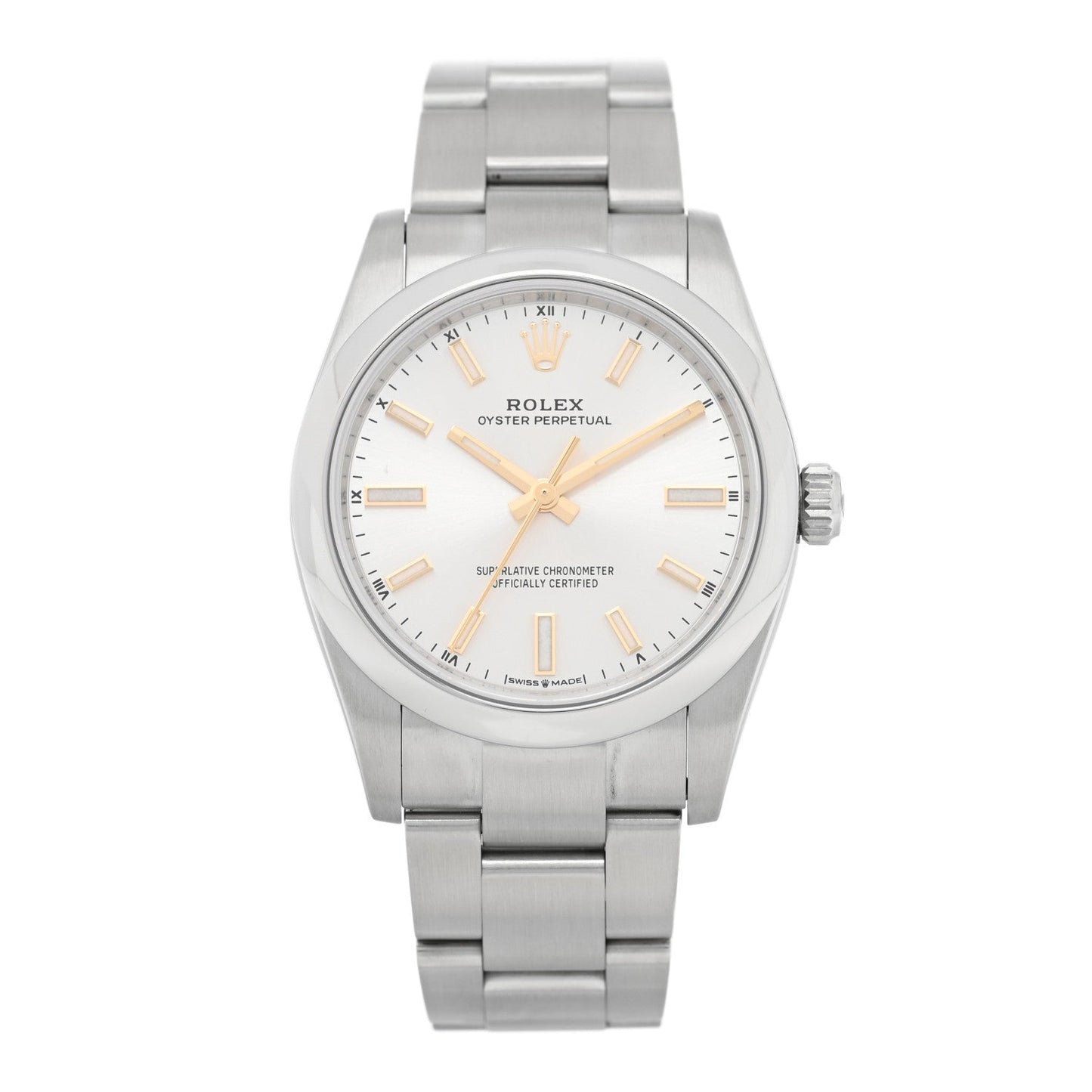 Stainless Steel 34mm Oyster Perpetual Watch Silver 124200