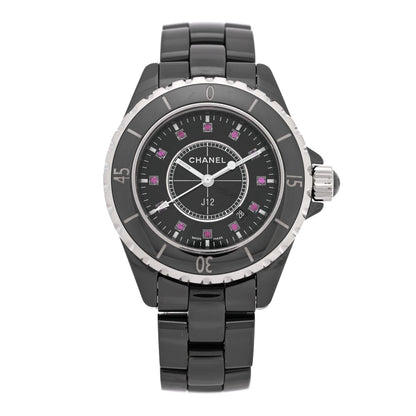 Stainless Steel Ceramic Ruby 33mm J12 Quartz Watch Black