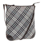 Luxury Burberry Nova Check Shoulder Bag Canvas Gray Silver Auth 86049