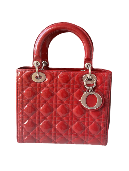 Lady Dior Medium Bag Red Patent Leather SKU 0194 Rovelle Bags