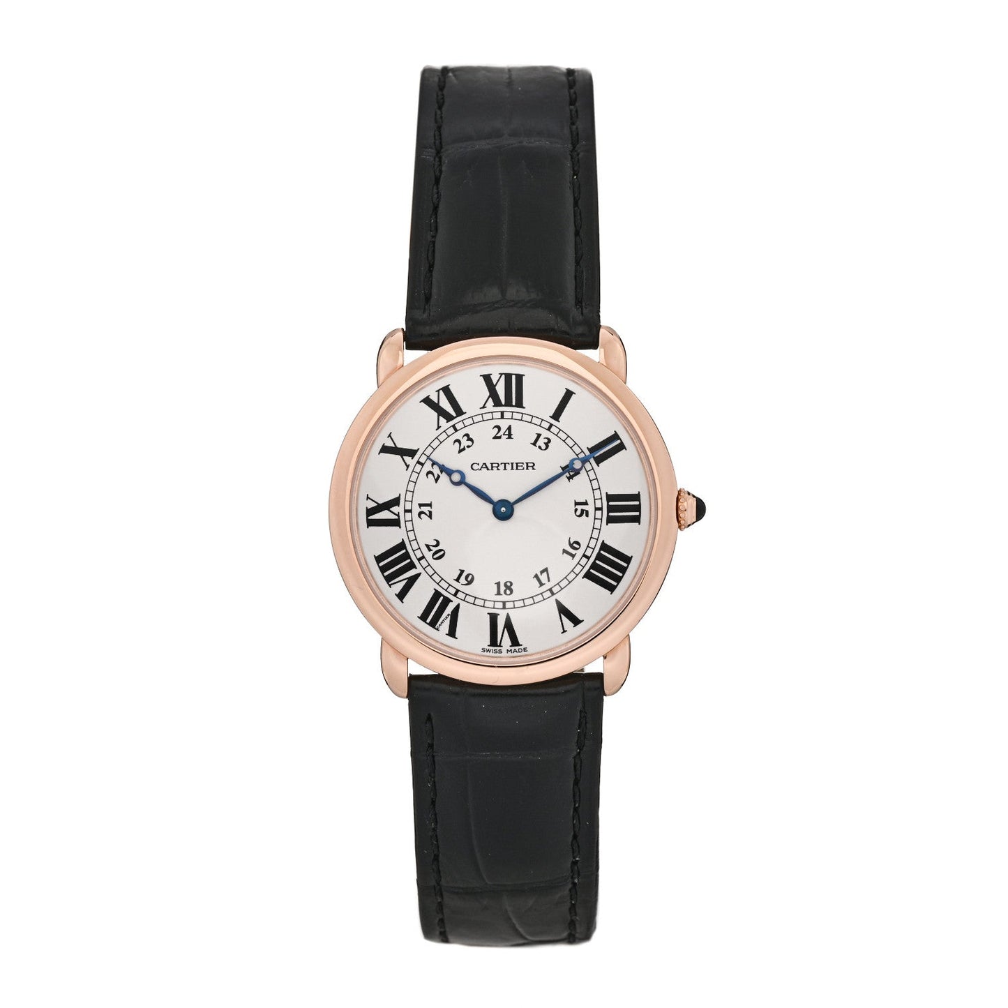 18K Pink Gold Alligator 36mm Ronde Louis Manual Winding Watch Black