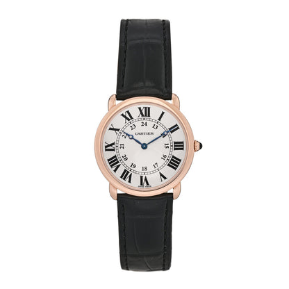 18K Pink Gold Alligator 36mm Ronde Louis Manual Winding Watch Black