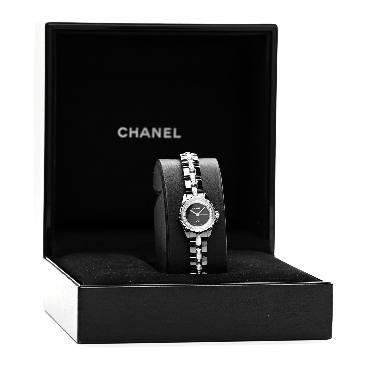 Stainless Steel Ceramic Diamond Bezel 19mm J12 XS Quartz Watch Black
