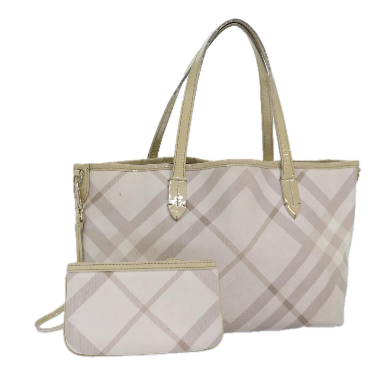 Burberry Nova Auth Leather White Tote Bag
