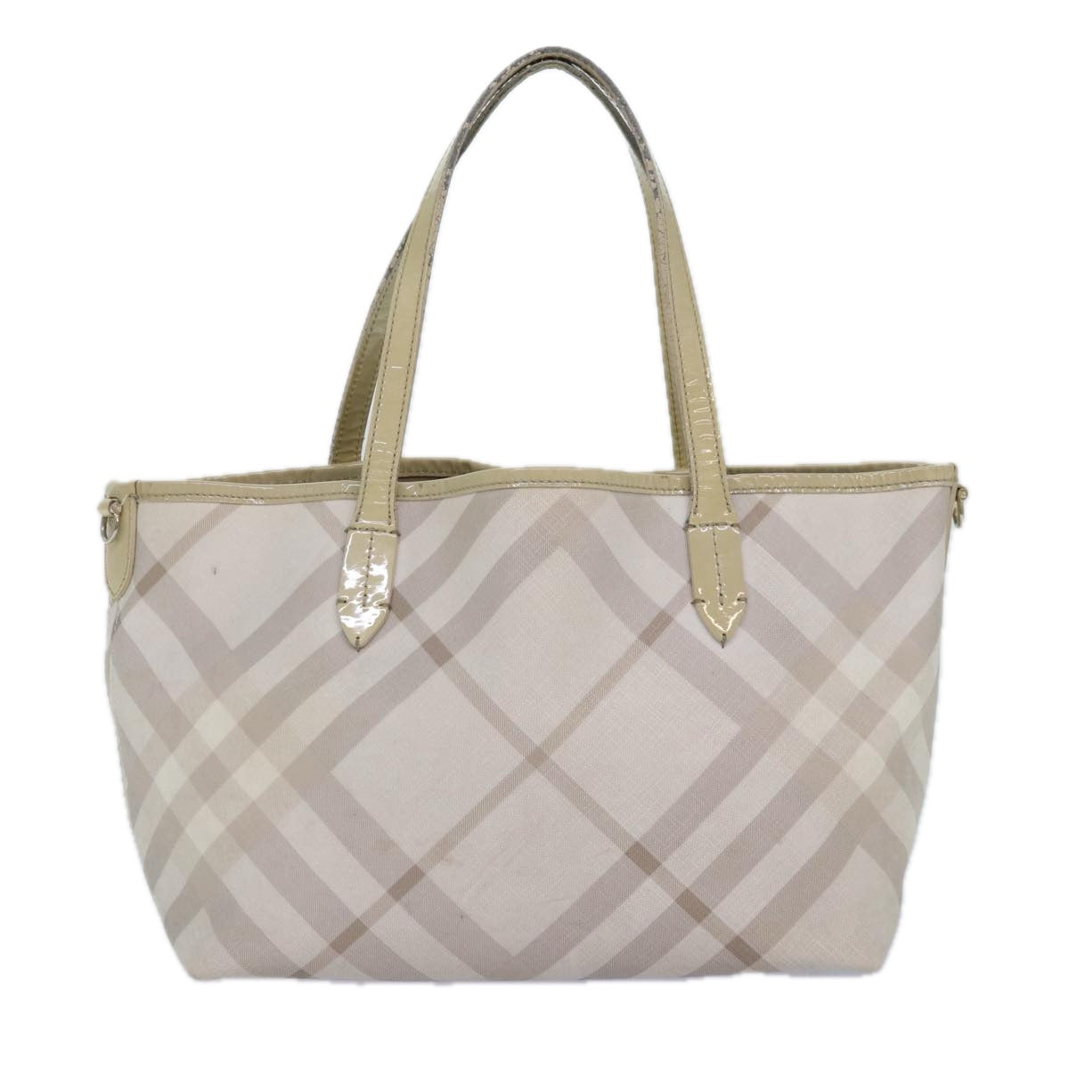 Burberry Nova Auth Leather White Tote Bag