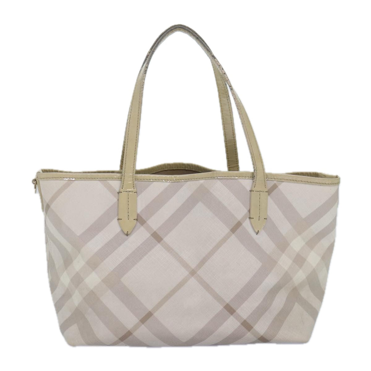 Burberry Nova Auth Leather White Tote Bag