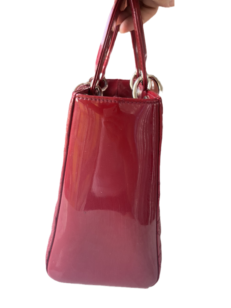 Lady Dior Medium Bag Red Patent Leather SKU 0194 Rovelle Bags