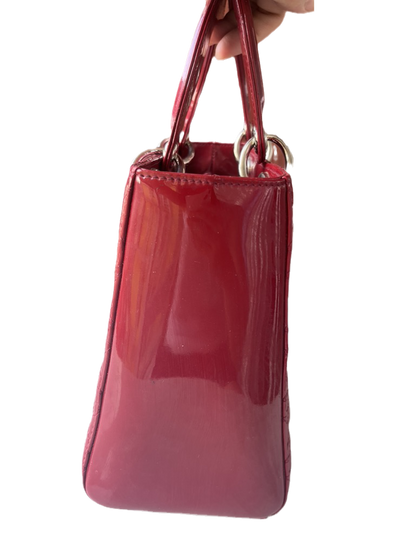 Lady Dior Medium Bag Red Patent Leather SKU 0194 Rovelle Bags
