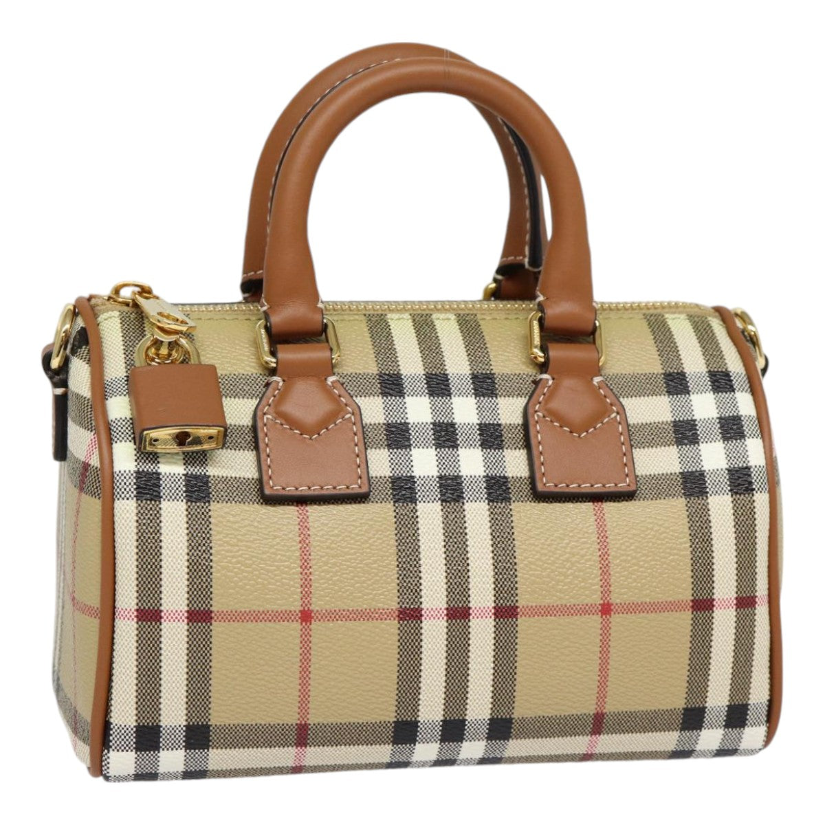Burberry Nova Auth Leather Beige Handbag Style 7