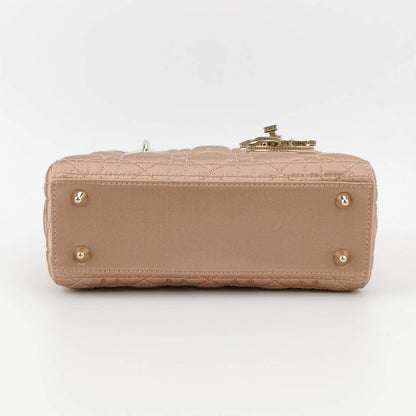 Lady Dior Small My AbcDior 2019 Beige Silk Handbag Crystal Charms Rovelle Bags