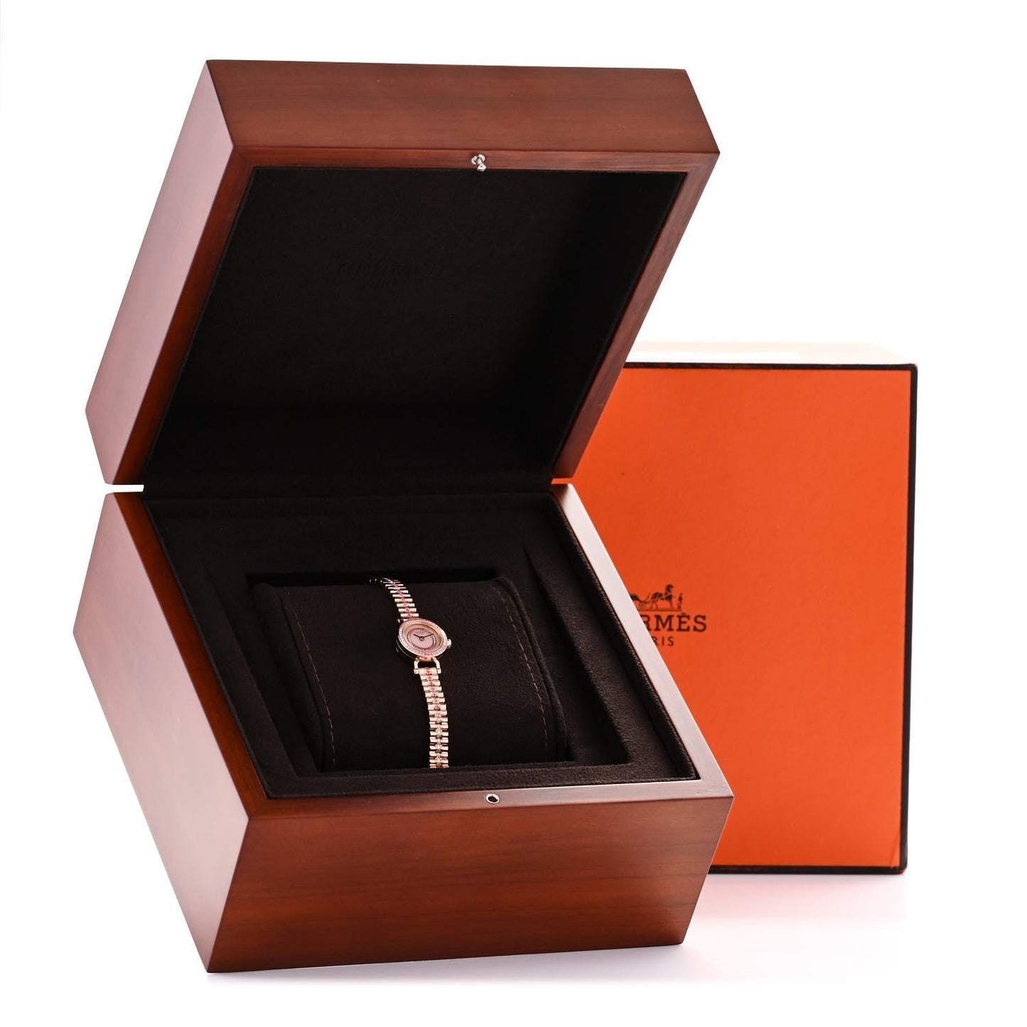 18K Rose Gold Diamond Pink Sapphire 16mm Faubourg Quartz Watch