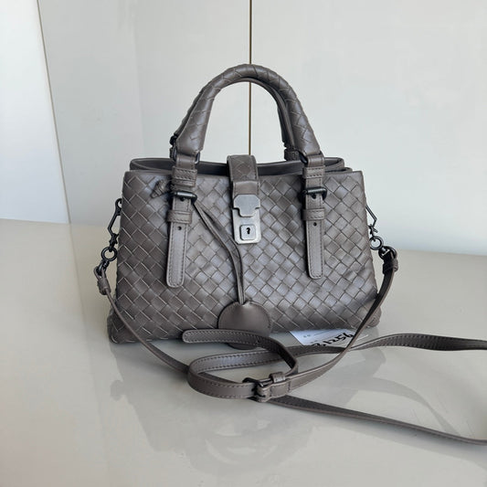 Bottega Veneta Roma Handbag Bag Intrecciato Nappa Leather Grey Mini 25cm