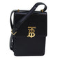 Luxury Burberry Shoulder Bag Leather Black Gold Auth 88126