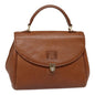 Luxury BurberrySs Hand Bag Leather Brown Silver Auth 88481